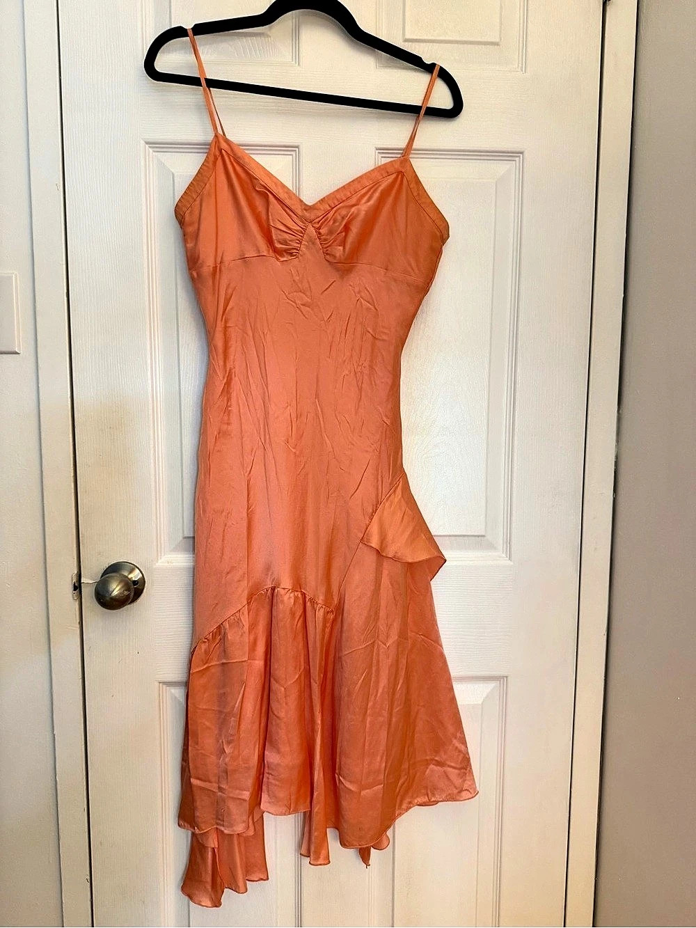 Les Ailes de la Mode Orange Ruffle Mini Dress Size 11